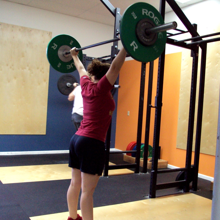 Snatch Grip Push Press + DB Pushup to Row Bridgetown CrossFit and